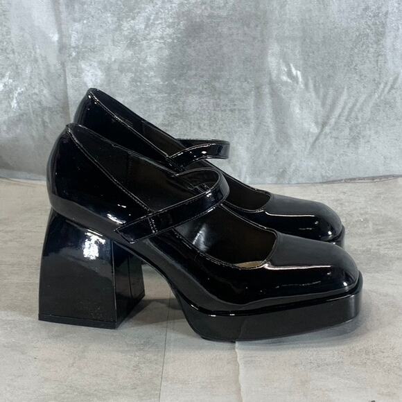 BAR III Women's Black Patent Nexie Mary Jane Block-Heel Platform Pumps SZ 8.5 - Picture 1 of 9